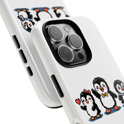 Penguin Pixel Trio Phone Case — Cute Retro 8‑Bit Penguin Family Protective Cover