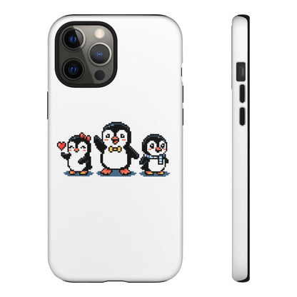 Penguin Pixel Trio Phone Case — Cute Retro 8‑Bit Penguin Family Protective Cover