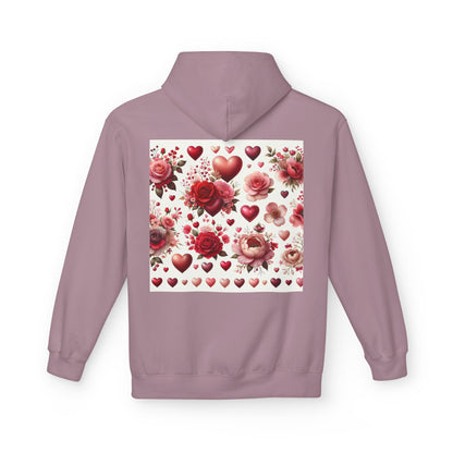 Heart & Rose Pattern Hoodie — Romantic Floral Valentine Pullover