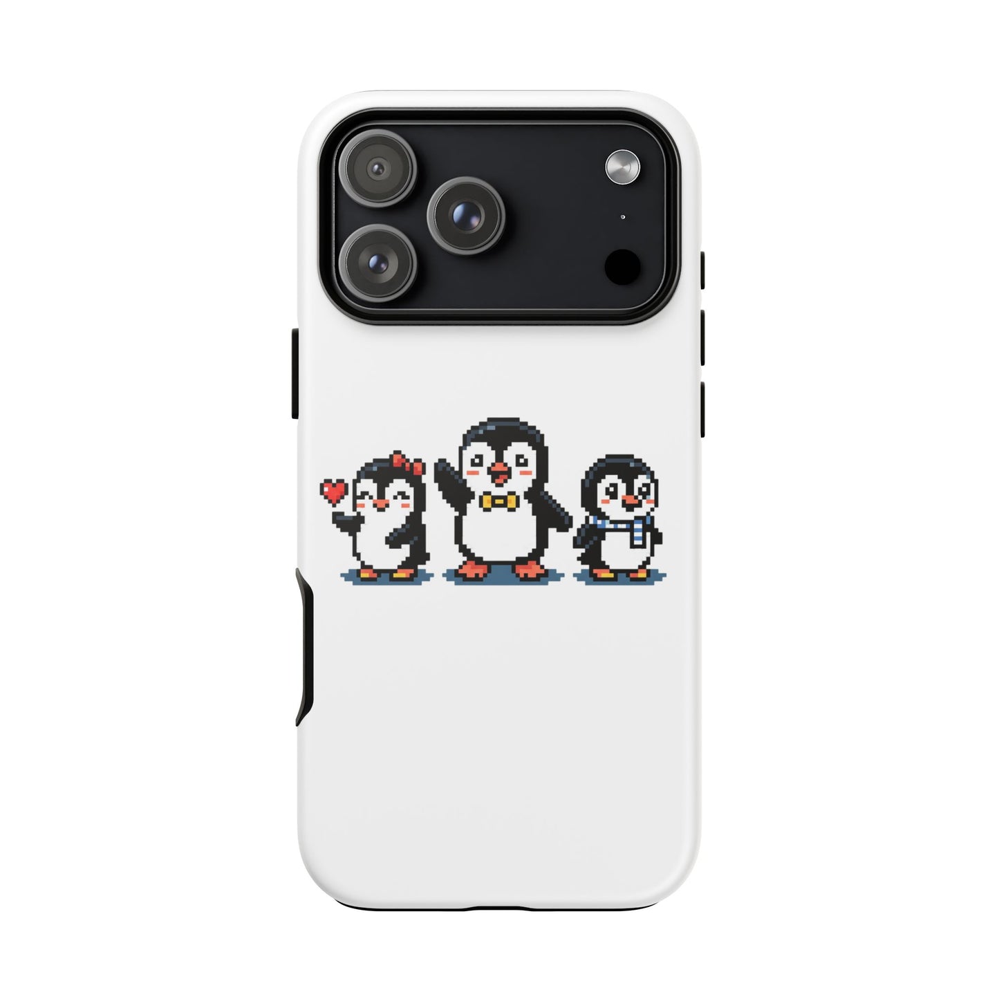 Penguin Pixel Trio Phone Case — Cute Retro 8‑Bit Penguin Family Protective Cover
