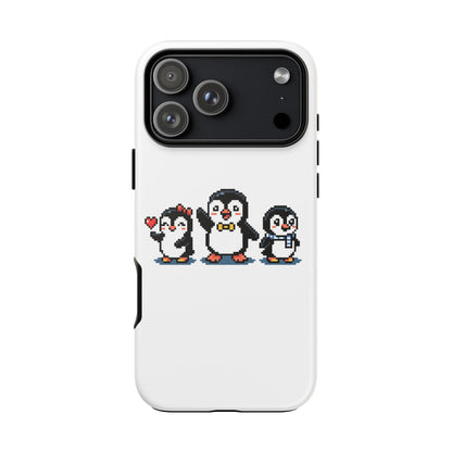 Penguin Pixel Trio Phone Case — Cute Retro 8‑Bit Penguin Family Protective Cover