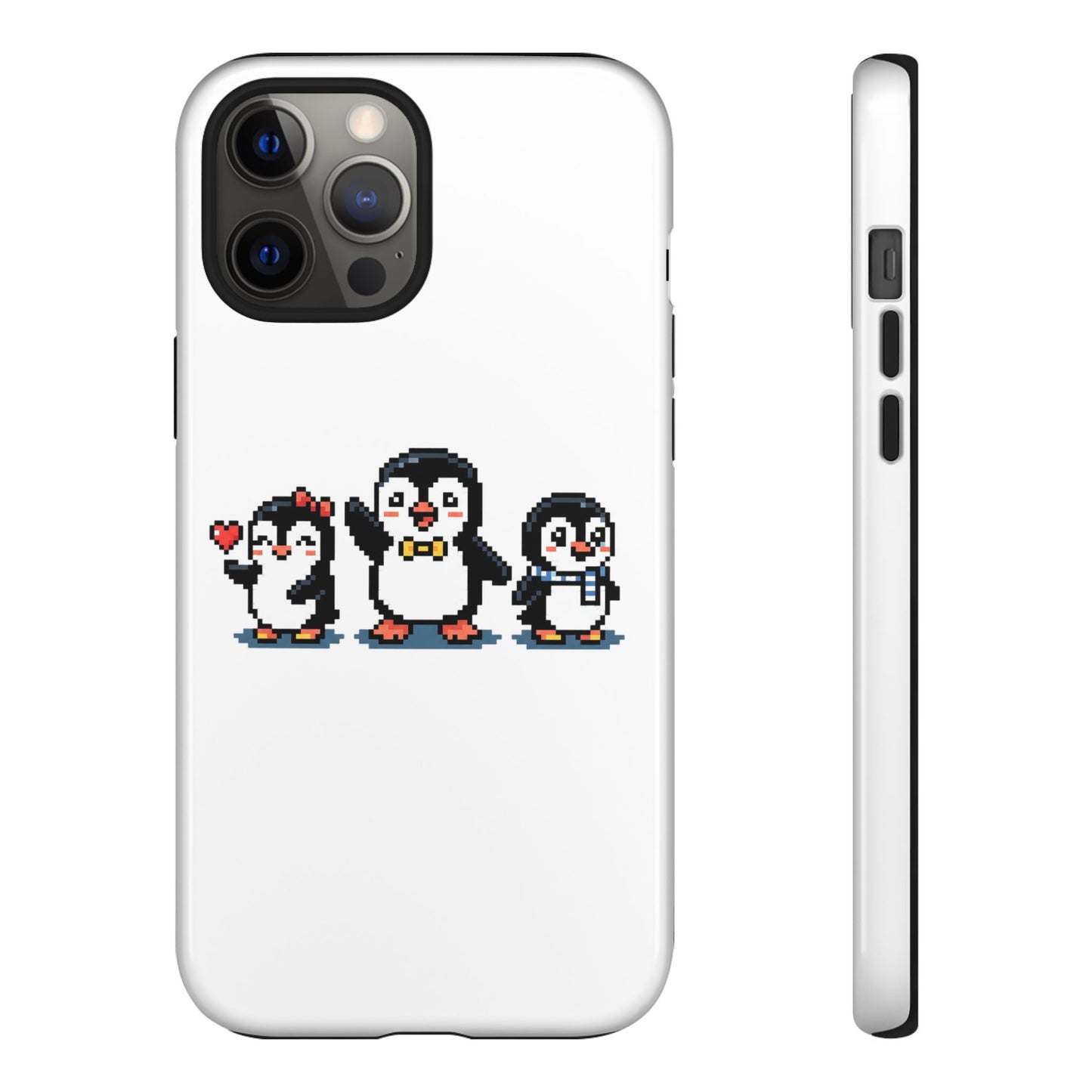 Penguin Pixel Trio Phone Case — Cute Retro 8‑Bit Penguin Family Protective Cover