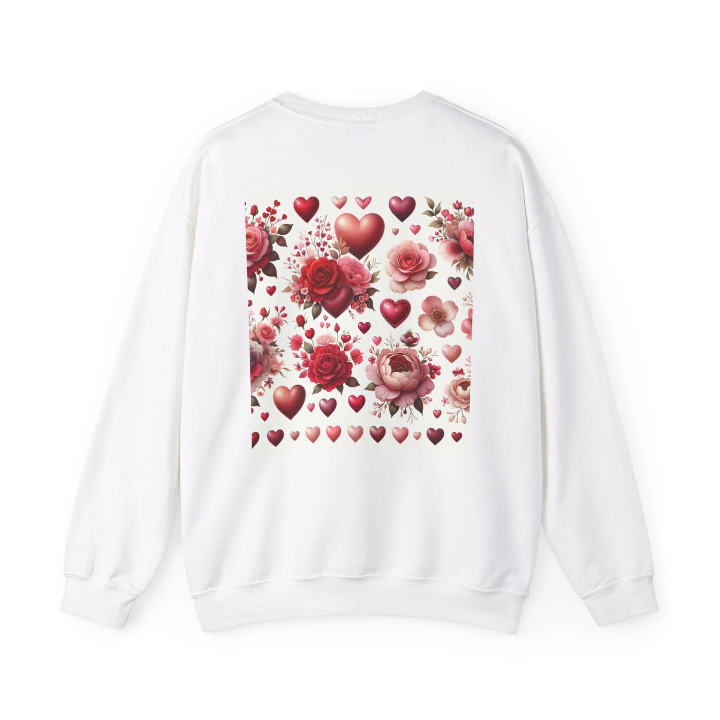 Romantic Floral Sweatshirt with Hearts