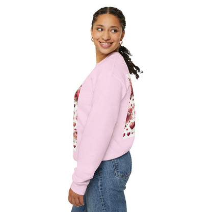 Romantic Floral Sweatshirt with Hearts