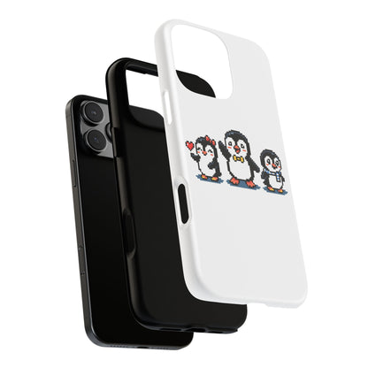 Penguin Pixel Trio Phone Case — Cute Retro 8‑Bit Penguin Family Protective Cover