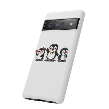 Penguin Pixel Trio Phone Case — Cute Retro 8‑Bit Penguin Family Protective Cover