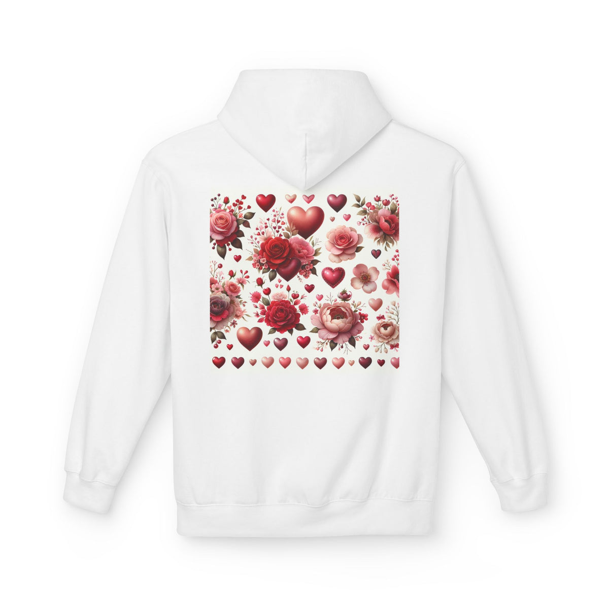 Heart & Rose Pattern Hoodie — Romantic Floral Valentine Pullover