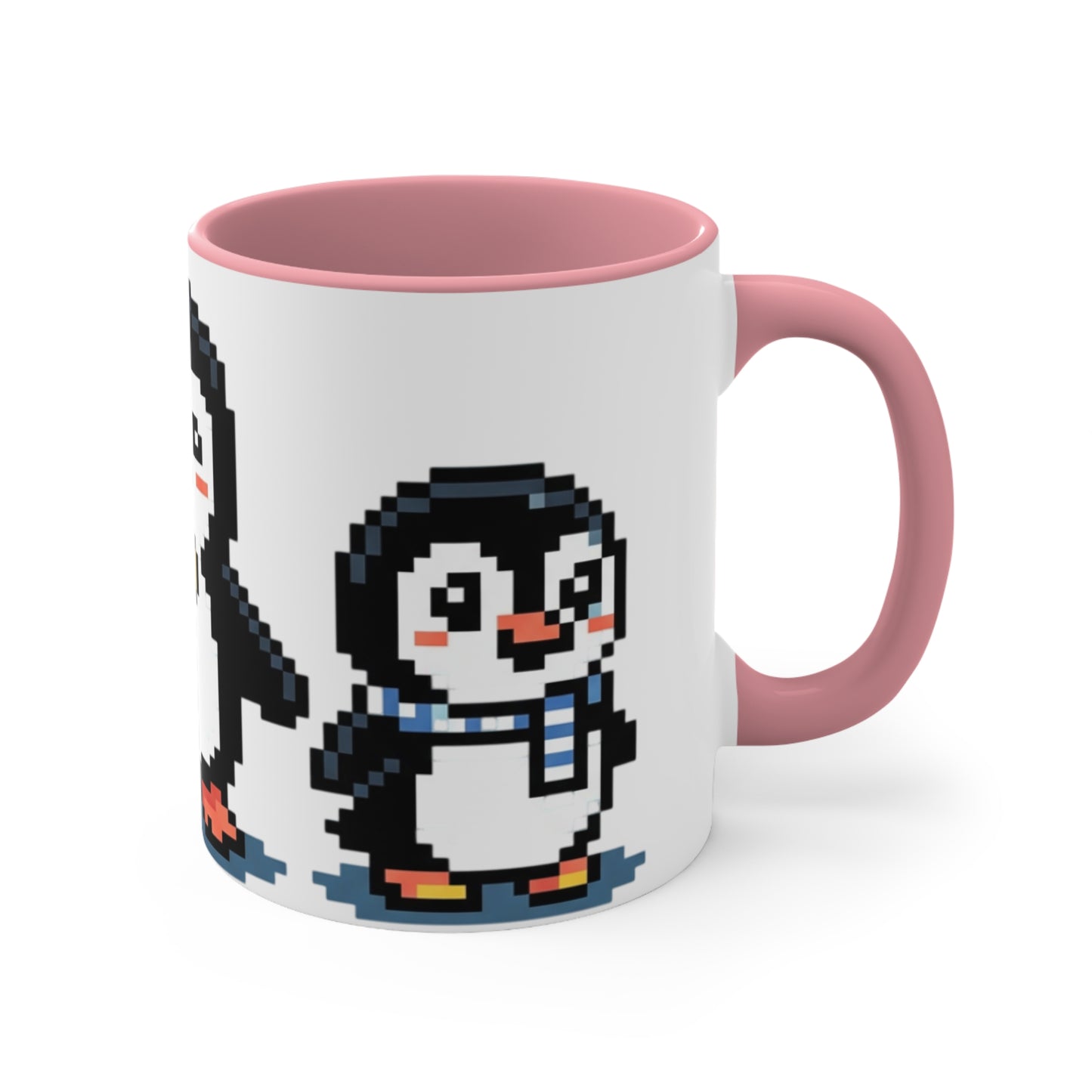 Pixel Penguin Accent Mug — Cute 8‑Bit Penguin Couple 11oz Coffee Cup