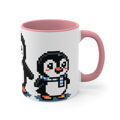 Pixel Penguin Accent Mug — Cute 8‑Bit Penguin Couple 11oz Coffee Cup