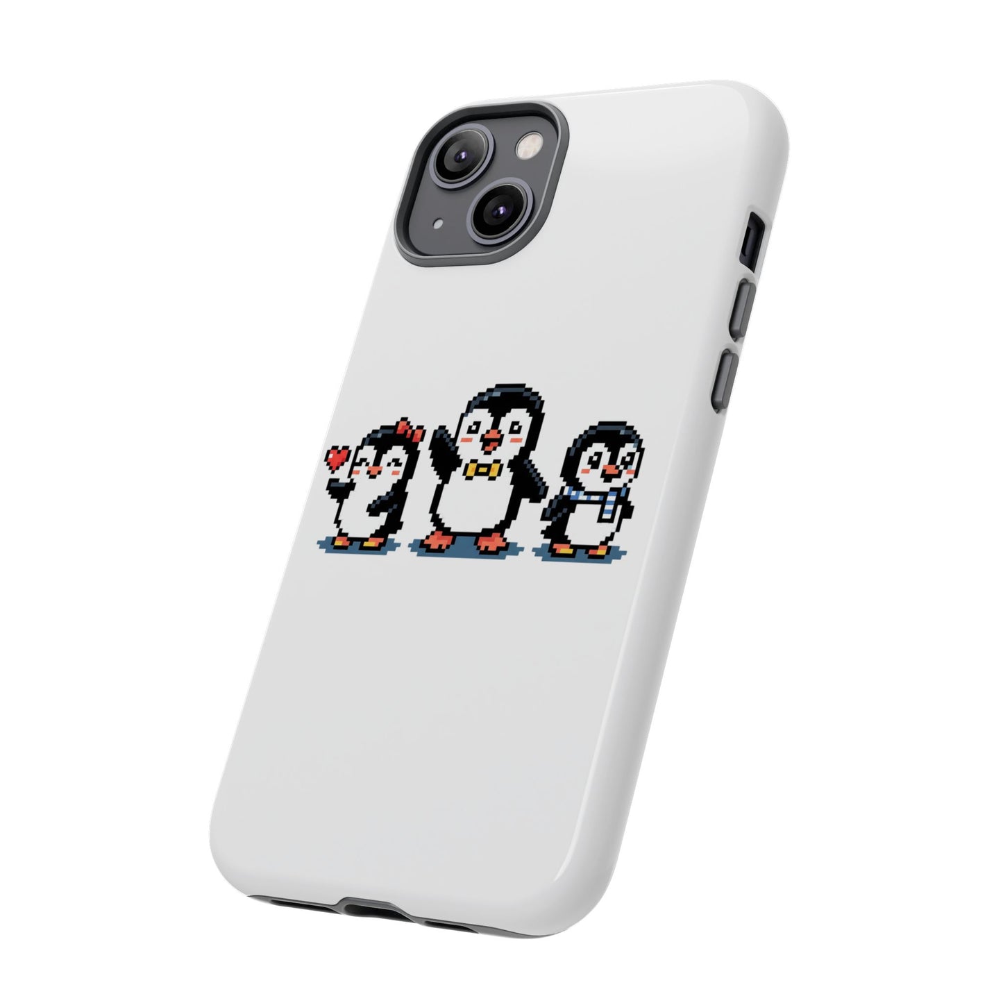 Penguin Pixel Trio Phone Case — Cute Retro 8‑Bit Penguin Family Protective Cover