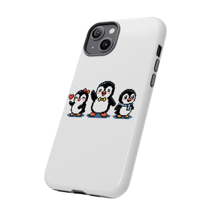 Penguin Pixel Trio Phone Case — Cute Retro 8‑Bit Penguin Family Protective Cover