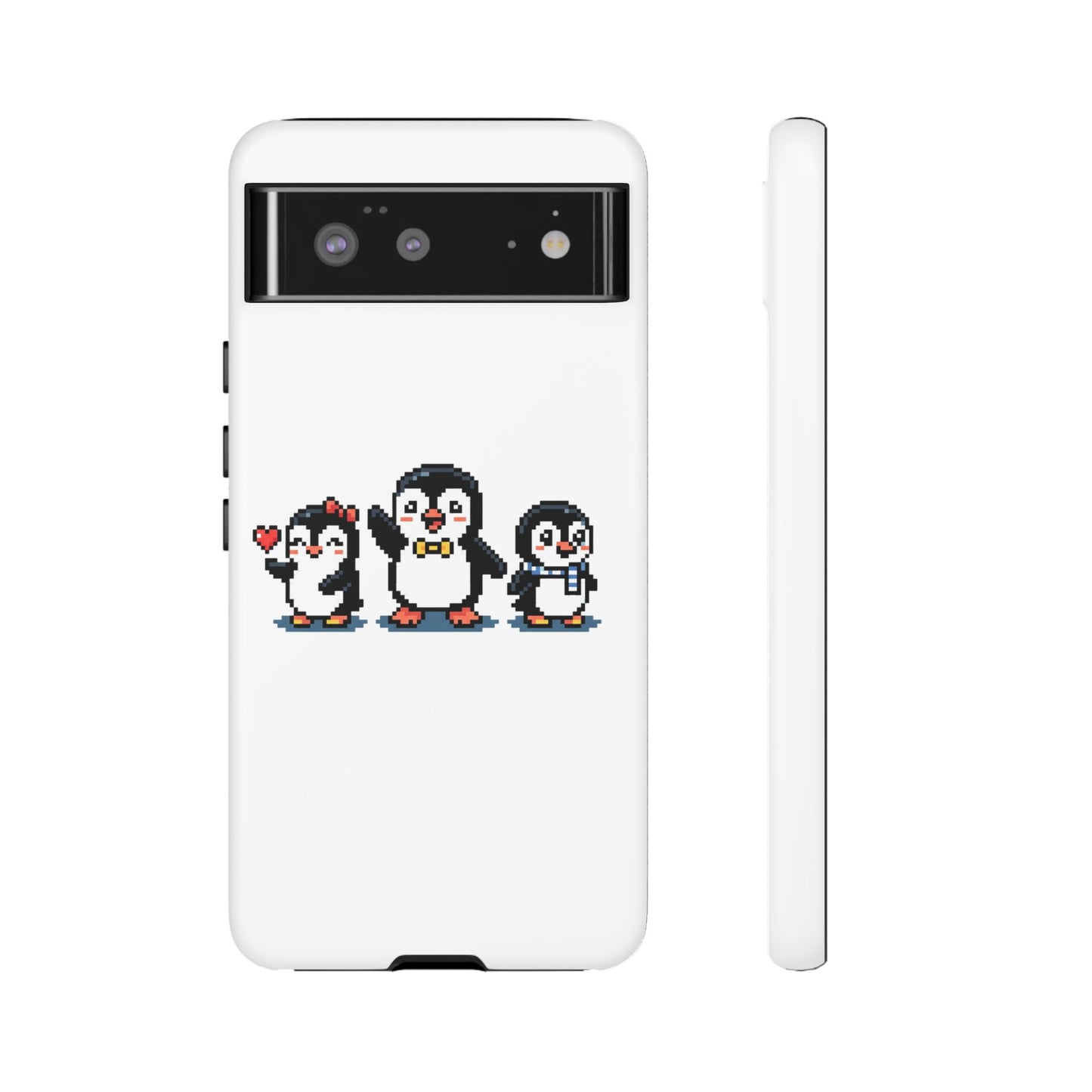 Penguin Pixel Trio Phone Case — Cute Retro 8‑Bit Penguin Family Protective Cover