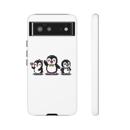 Penguin Pixel Trio Phone Case — Cute Retro 8‑Bit Penguin Family Protective Cover