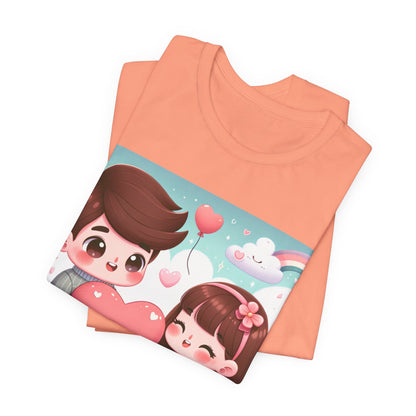 Cute Couple Heart Graphic Tee - Valentine Kawaii Love T-Shirt