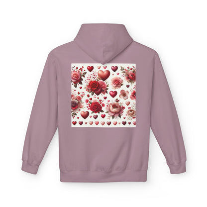 Heart & Rose Pattern Hoodie — Romantic Floral Valentine Pullover