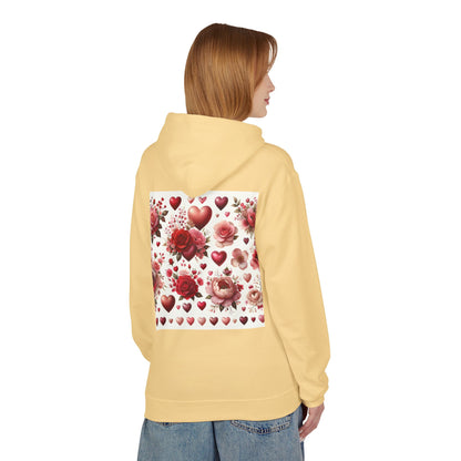Heart & Rose Pattern Hoodie — Romantic Floral Valentine Pullover