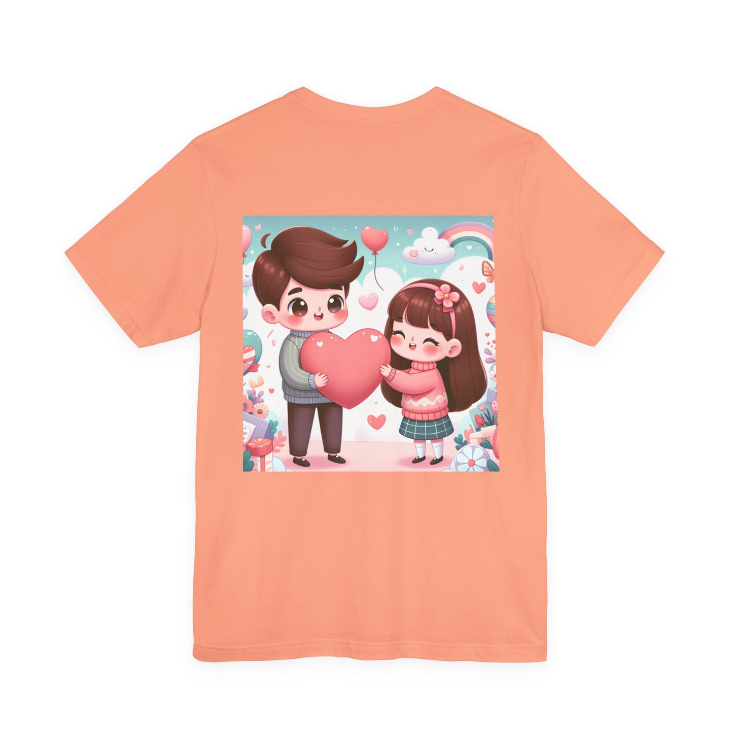 Cute Couple Heart Graphic Tee - Valentine Kawaii Love T-Shirt