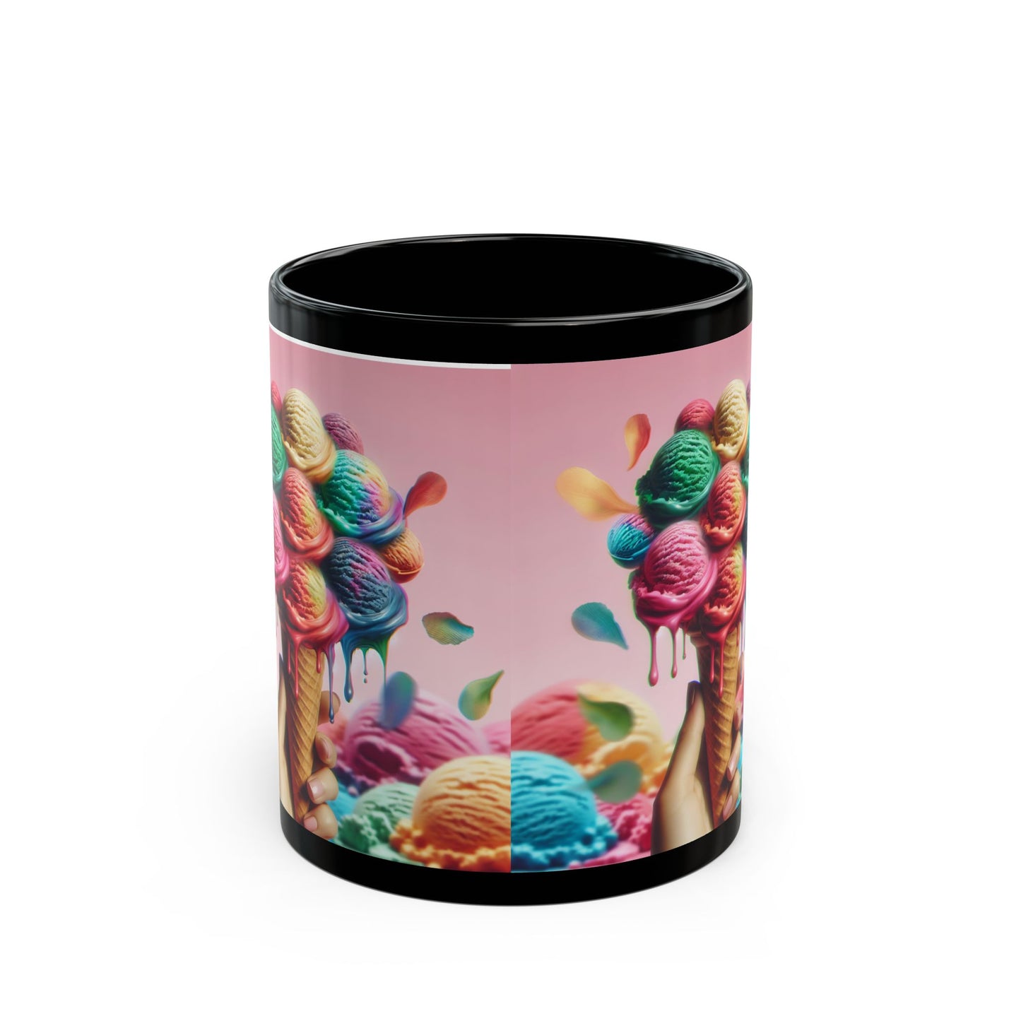 Colorful Ice Cream Black Mug - Perfect for Summer Treats