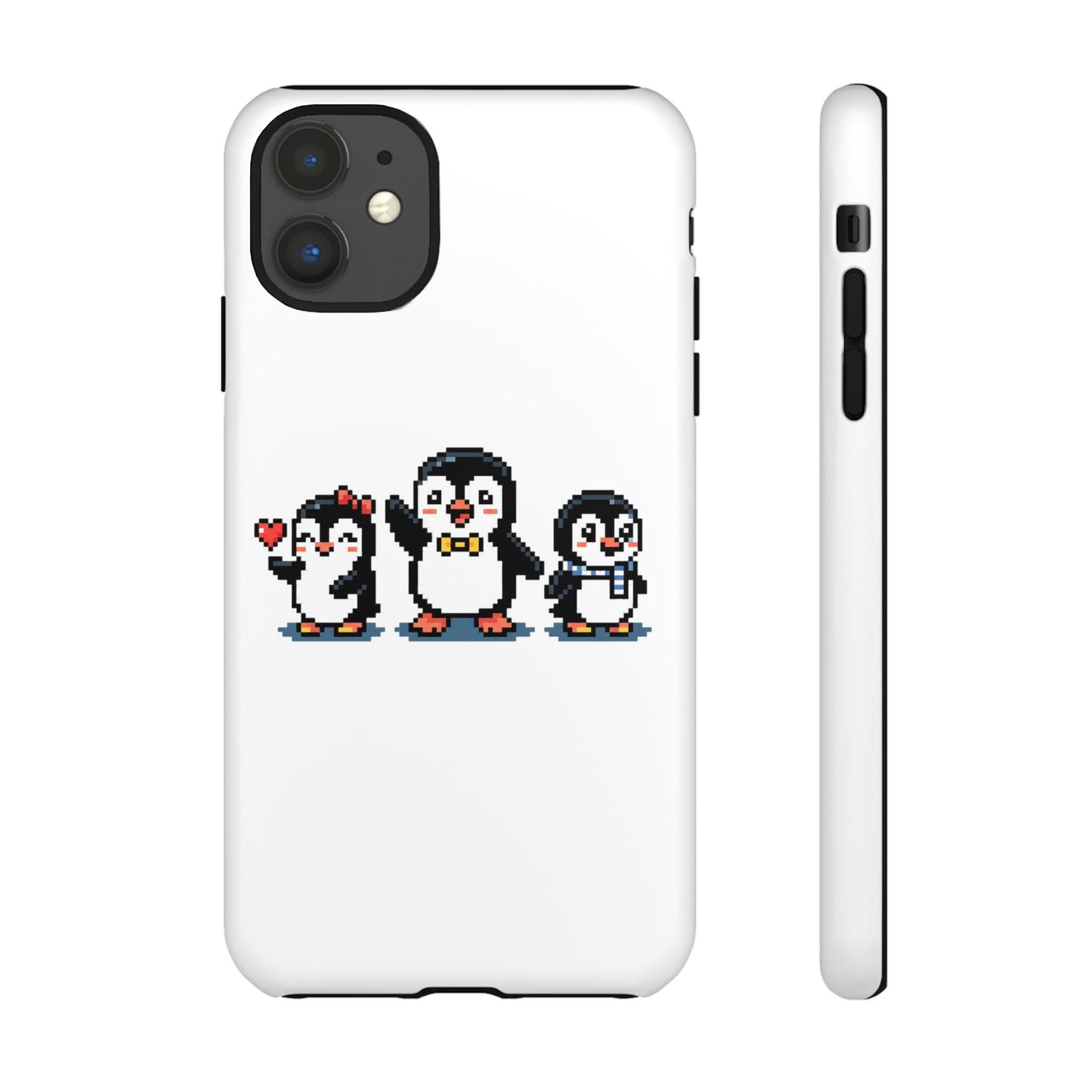 Penguin Pixel Trio Phone Case — Cute Retro 8‑Bit Penguin Family Protective Cover