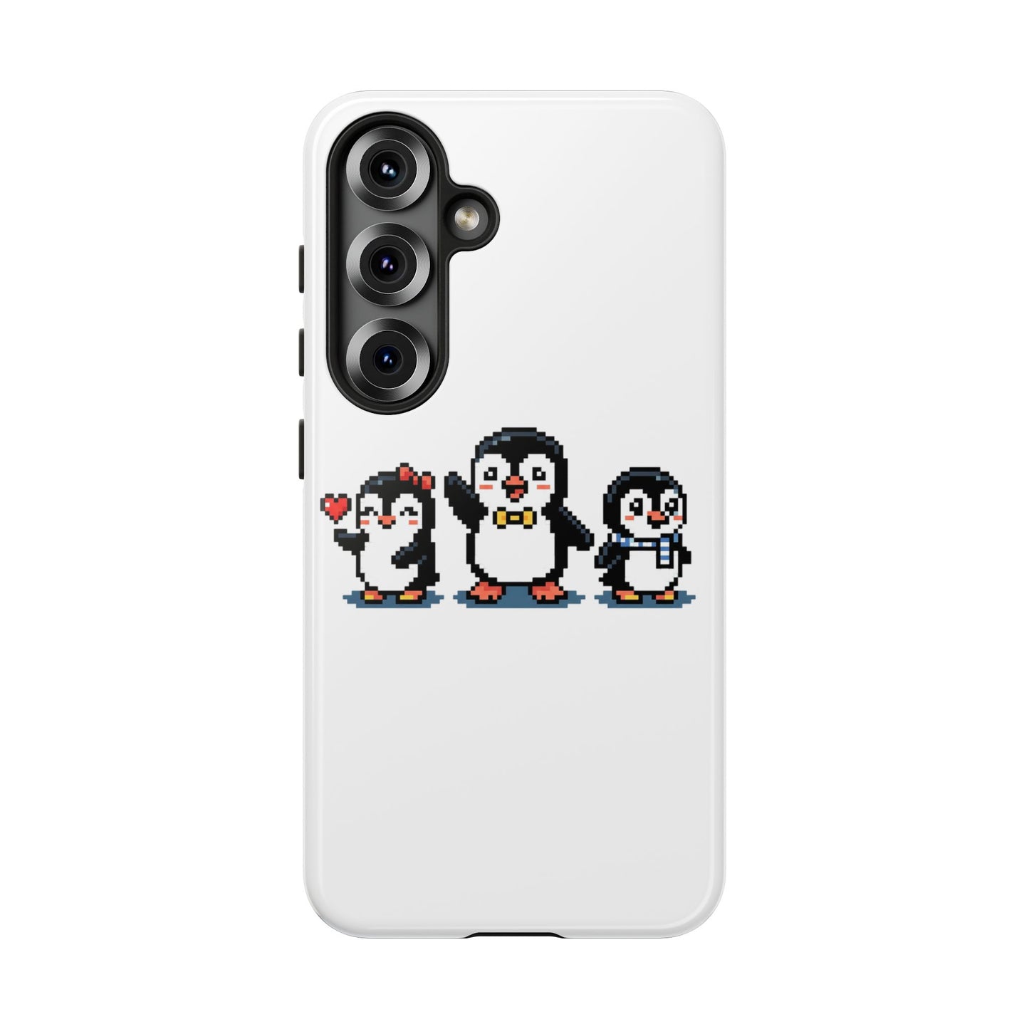 Penguin Pixel Trio Phone Case — Cute Retro 8‑Bit Penguin Family Protective Cover