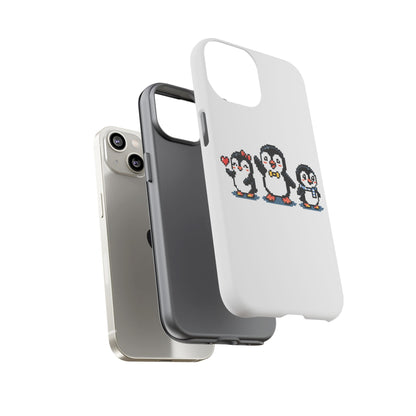 Penguin Pixel Trio Phone Case — Cute Retro 8‑Bit Penguin Family Protective Cover
