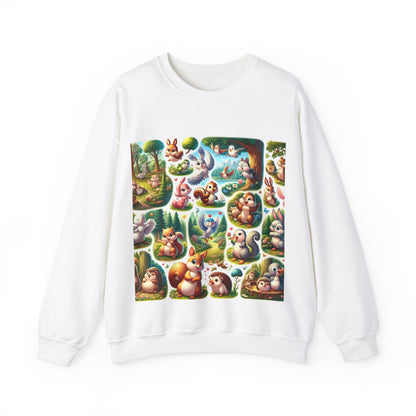 Whimsical Forest Animal Crewneck Sweatshirt | Cozy Unisex Heavy Blend™ Design