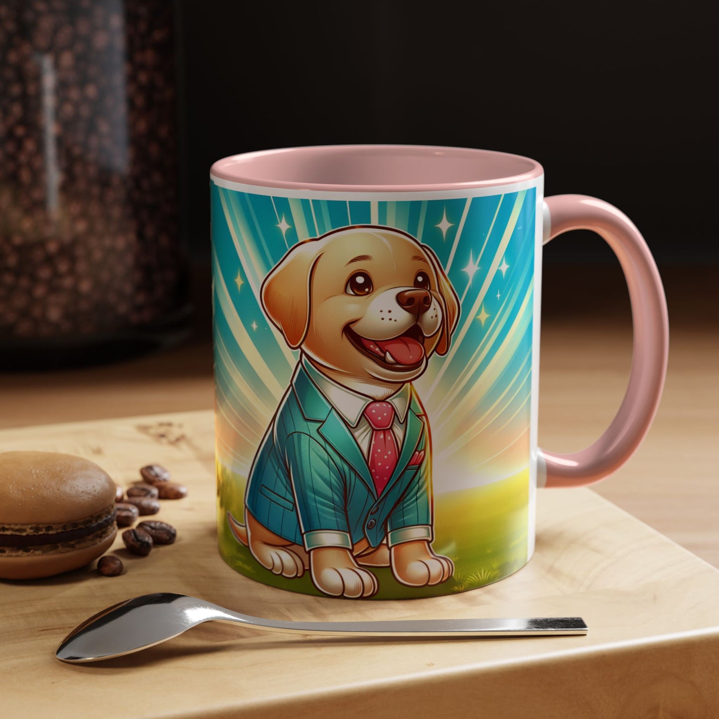 Joyful Dog in Suit Accent Coffee Mug - Perfect Gift for Dog Lovers