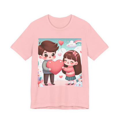 Cute Couple Heart Graphic Tee - Valentine Kawaii Love T-Shirt