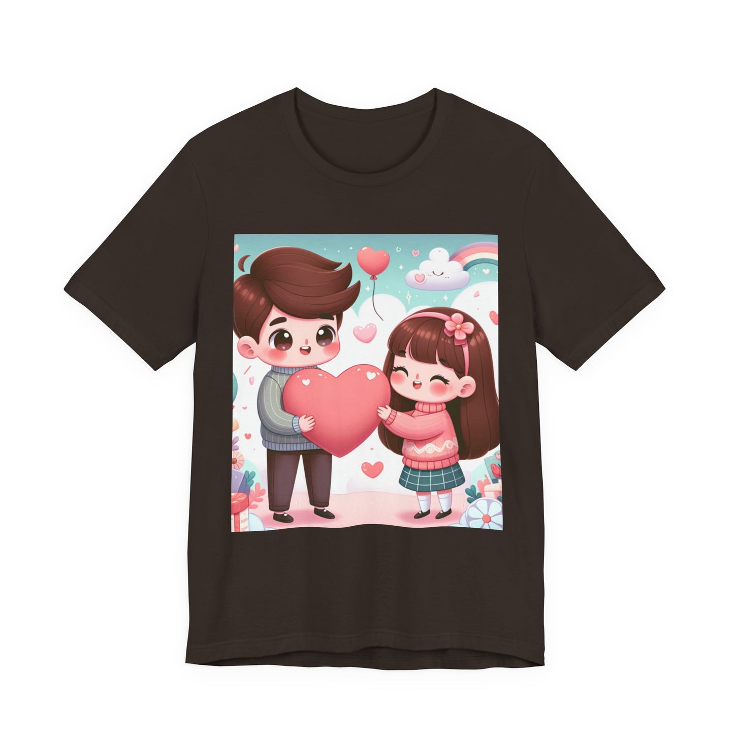 Cute Couple Heart Graphic Tee - Valentine Kawaii Love T-Shirt