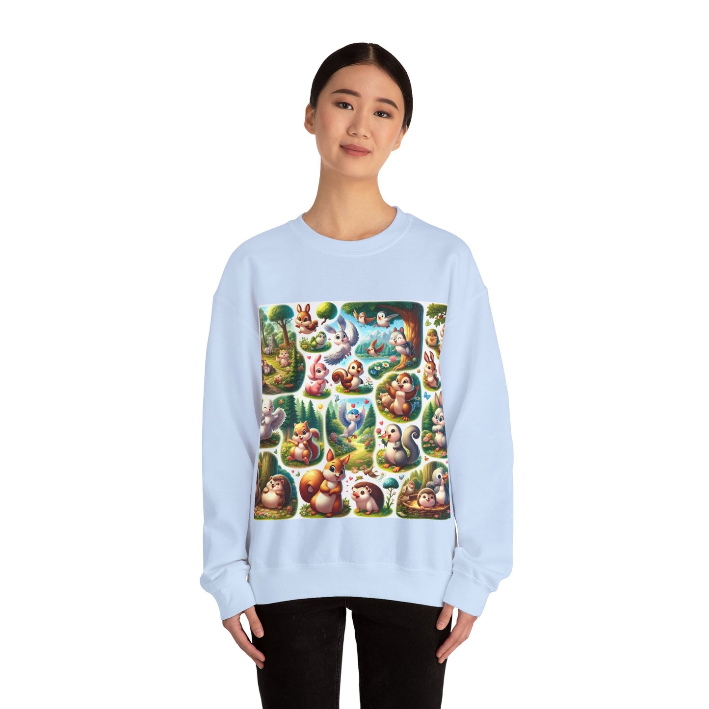 Whimsical Forest Animal Crewneck Sweatshirt | Cozy Unisex Heavy Blend™ Design