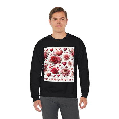 Romantic Floral Sweatshirt with Hearts