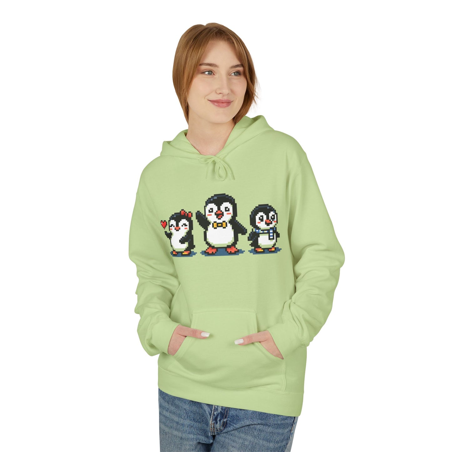 Pixel Penguin Hoodie — Cute Retro 8-Bit Penguin Family Pullover