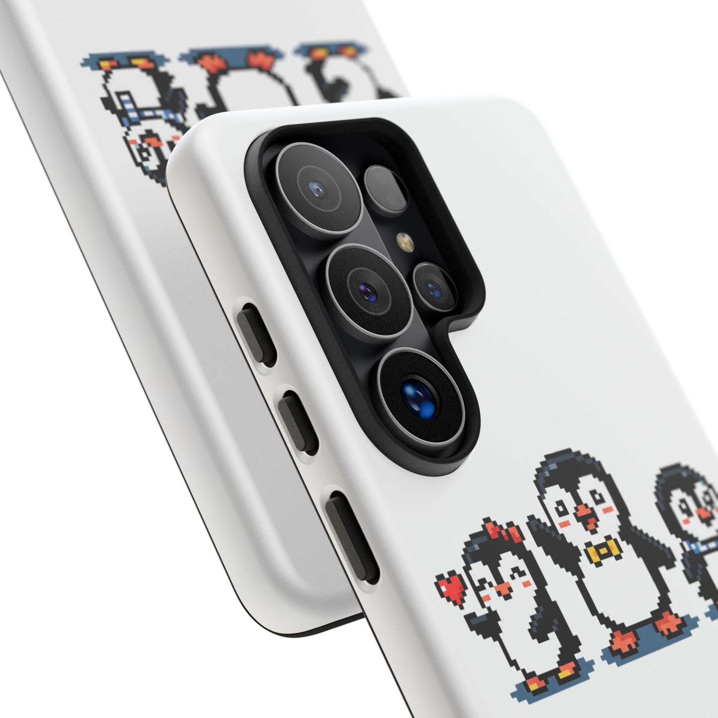 Penguin Pixel Trio Phone Case — Cute Retro 8‑Bit Penguin Family Protective Cover