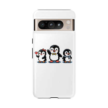 Penguin Pixel Trio Phone Case — Cute Retro 8‑Bit Penguin Family Protective Cover