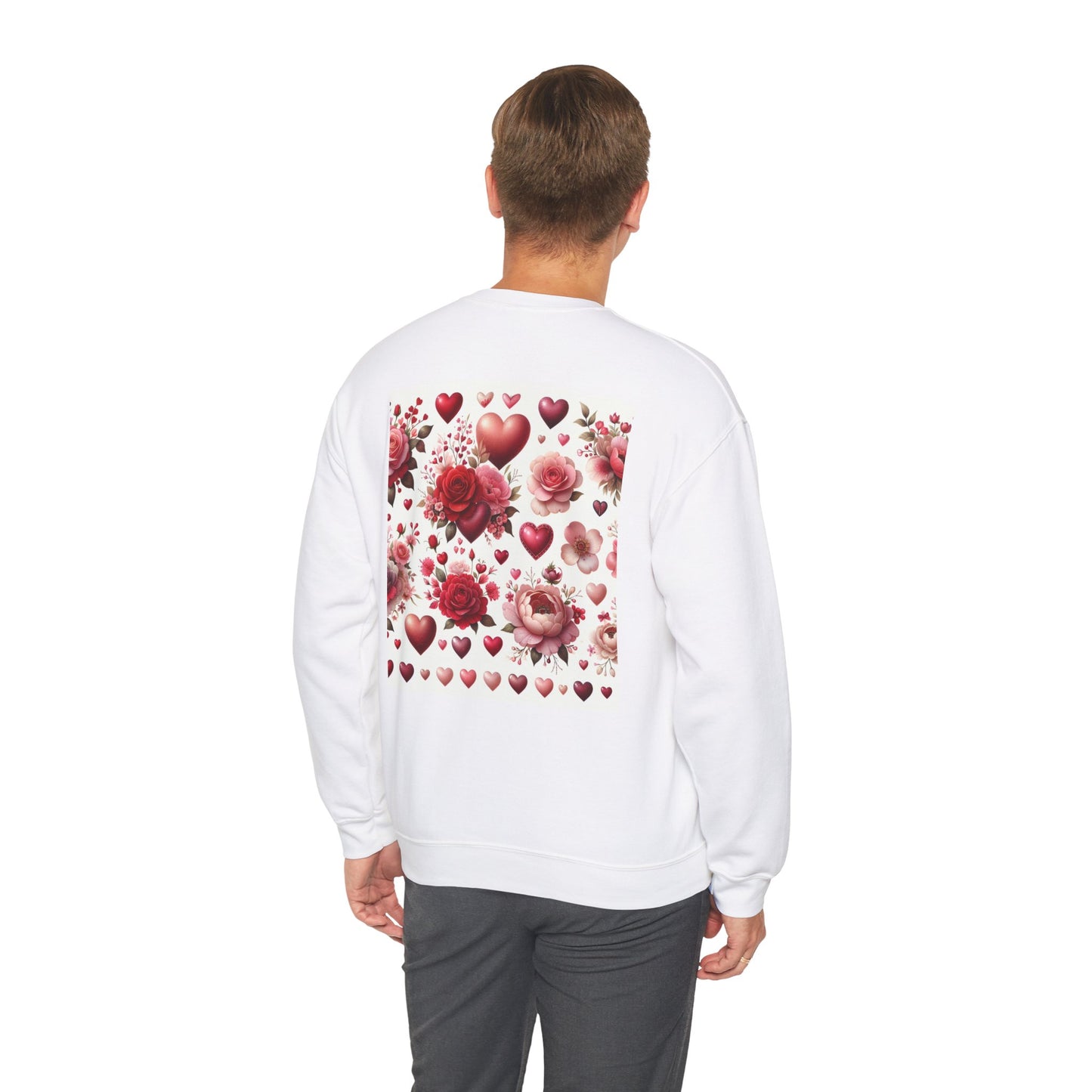 Romantic Floral Sweatshirt with Hearts