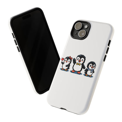 Penguin Pixel Trio Phone Case — Cute Retro 8‑Bit Penguin Family Protective Cover