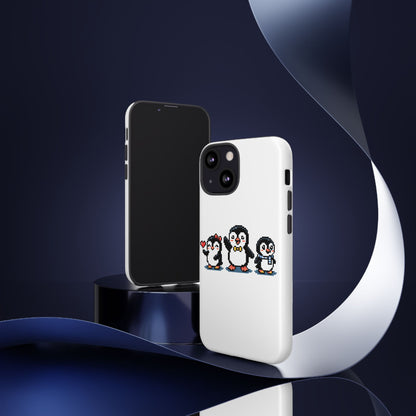 Penguin Pixel Trio Phone Case — Cute Retro 8‑Bit Penguin Family Protective Cover