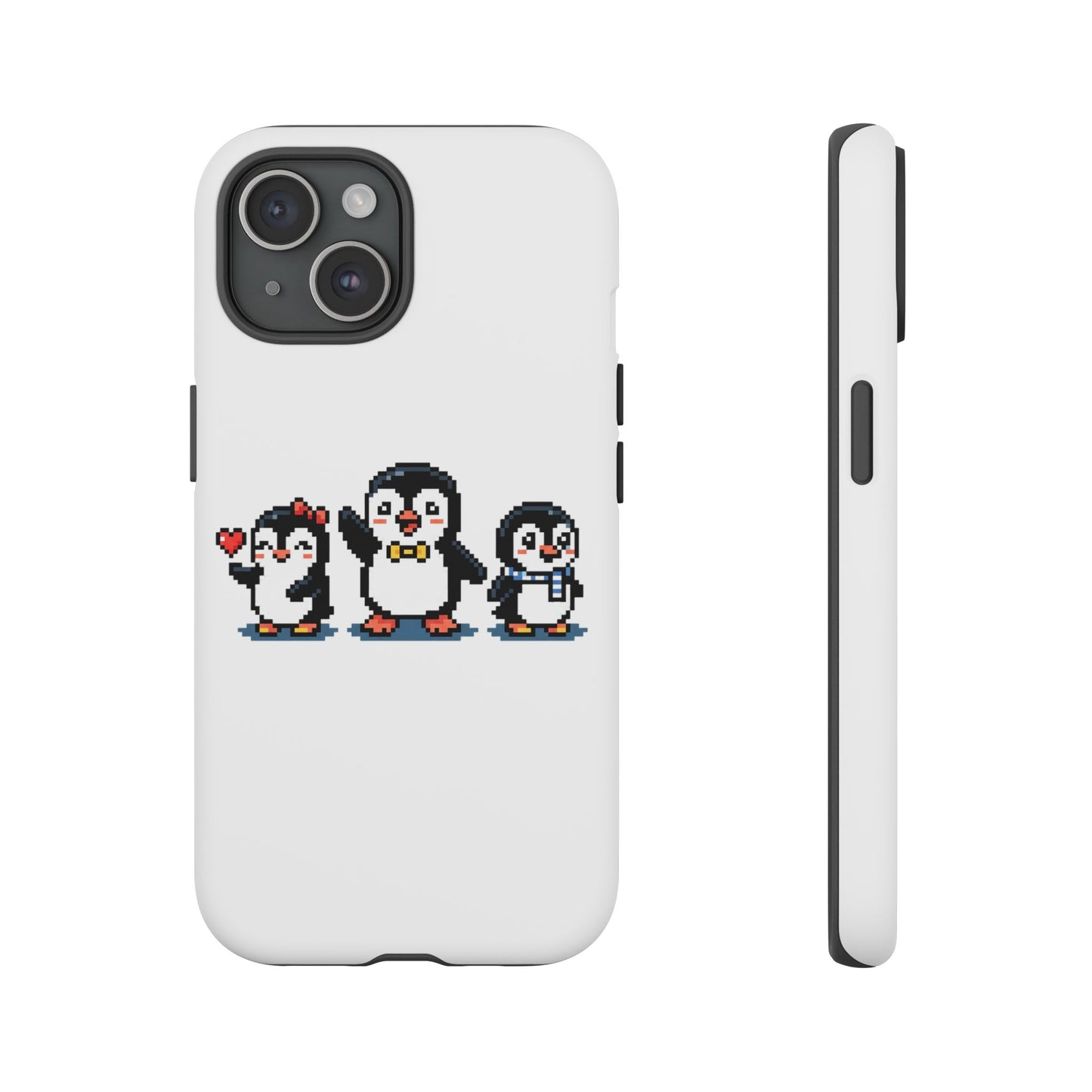 Penguin Pixel Trio Phone Case — Cute Retro 8‑Bit Penguin Family Protective Cover