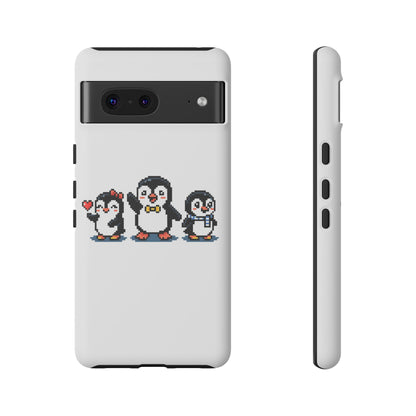 Penguin Pixel Trio Phone Case — Cute Retro 8‑Bit Penguin Family Protective Cover