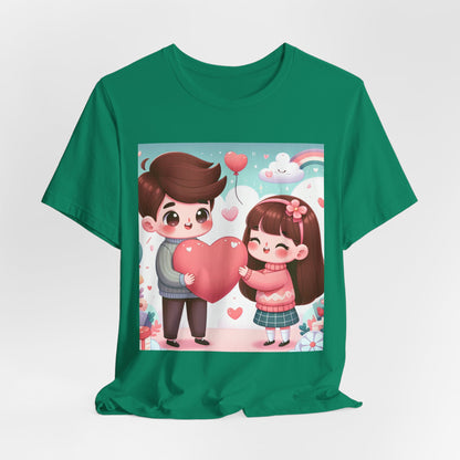 Cute Couple Heart Graphic Tee - Valentine Kawaii Love T-Shirt