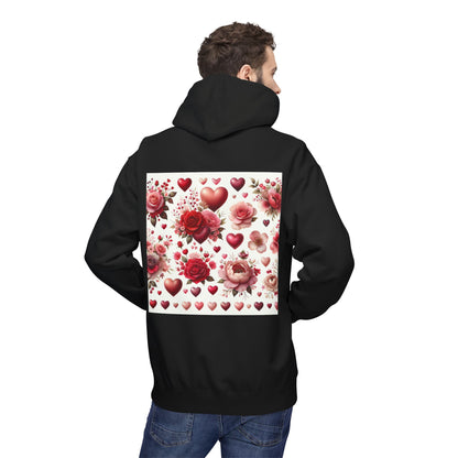 Heart & Rose Pattern Hoodie — Romantic Floral Valentine Pullover