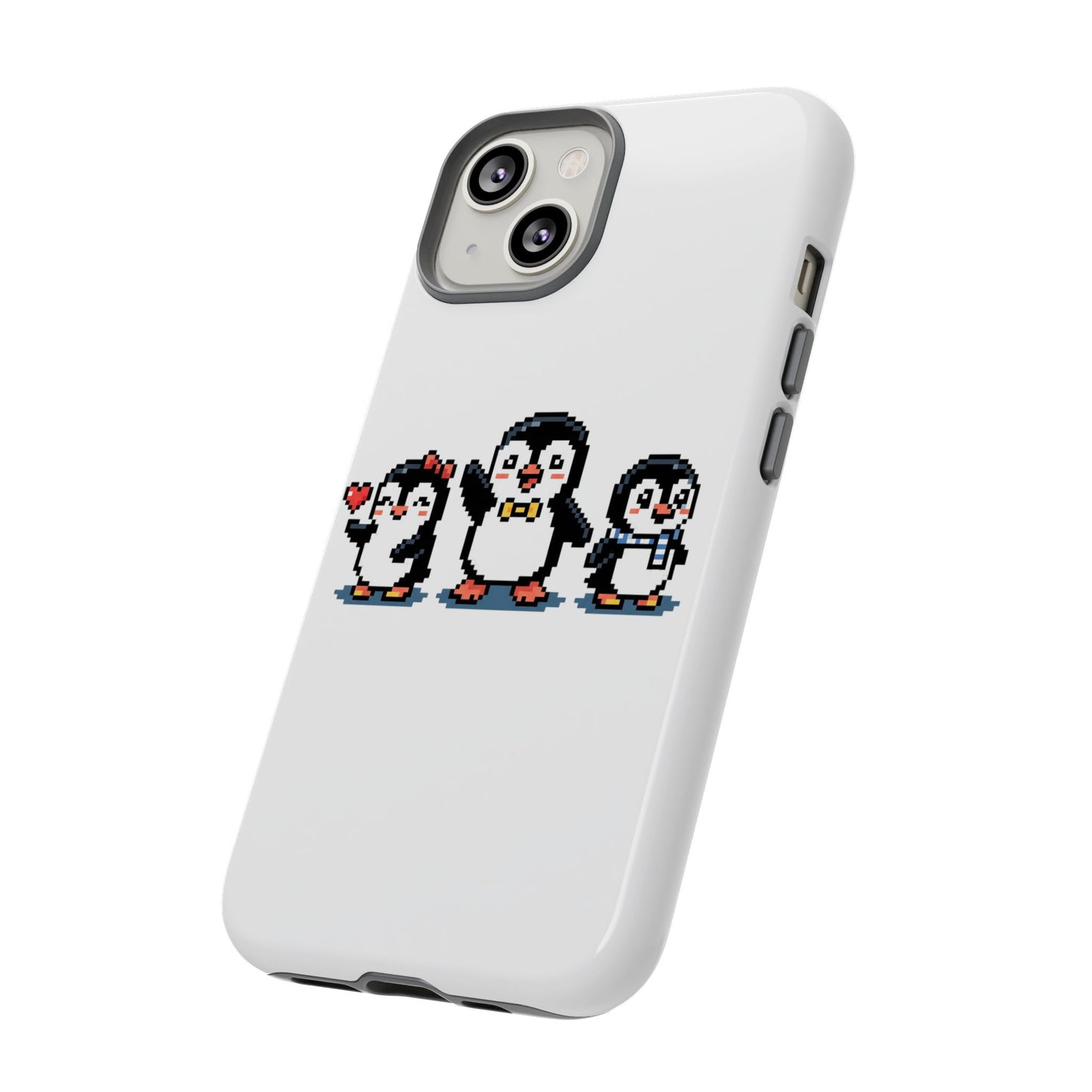 Penguin Pixel Trio Phone Case — Cute Retro 8‑Bit Penguin Family Protective Cover