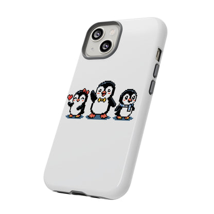 Penguin Pixel Trio Phone Case — Cute Retro 8‑Bit Penguin Family Protective Cover