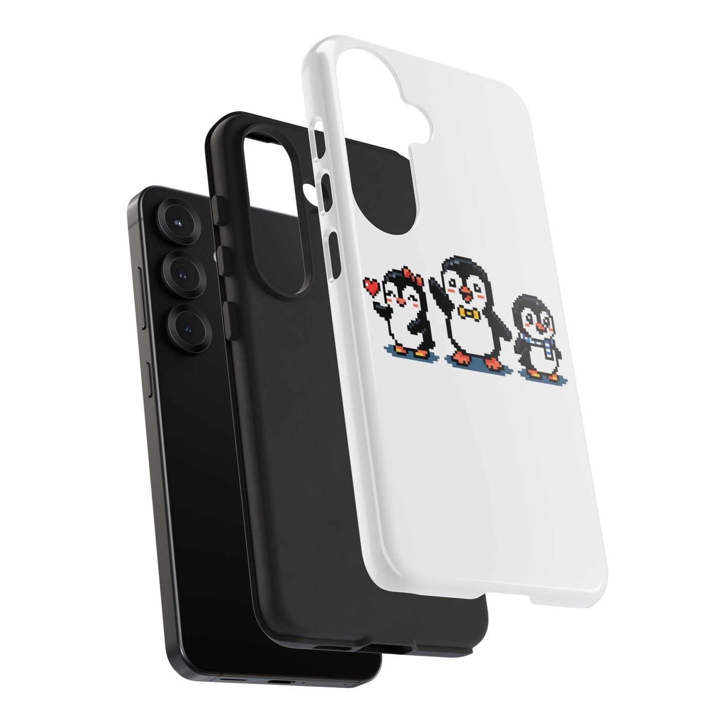 Penguin Pixel Trio Phone Case — Cute Retro 8‑Bit Penguin Family Protective Cover