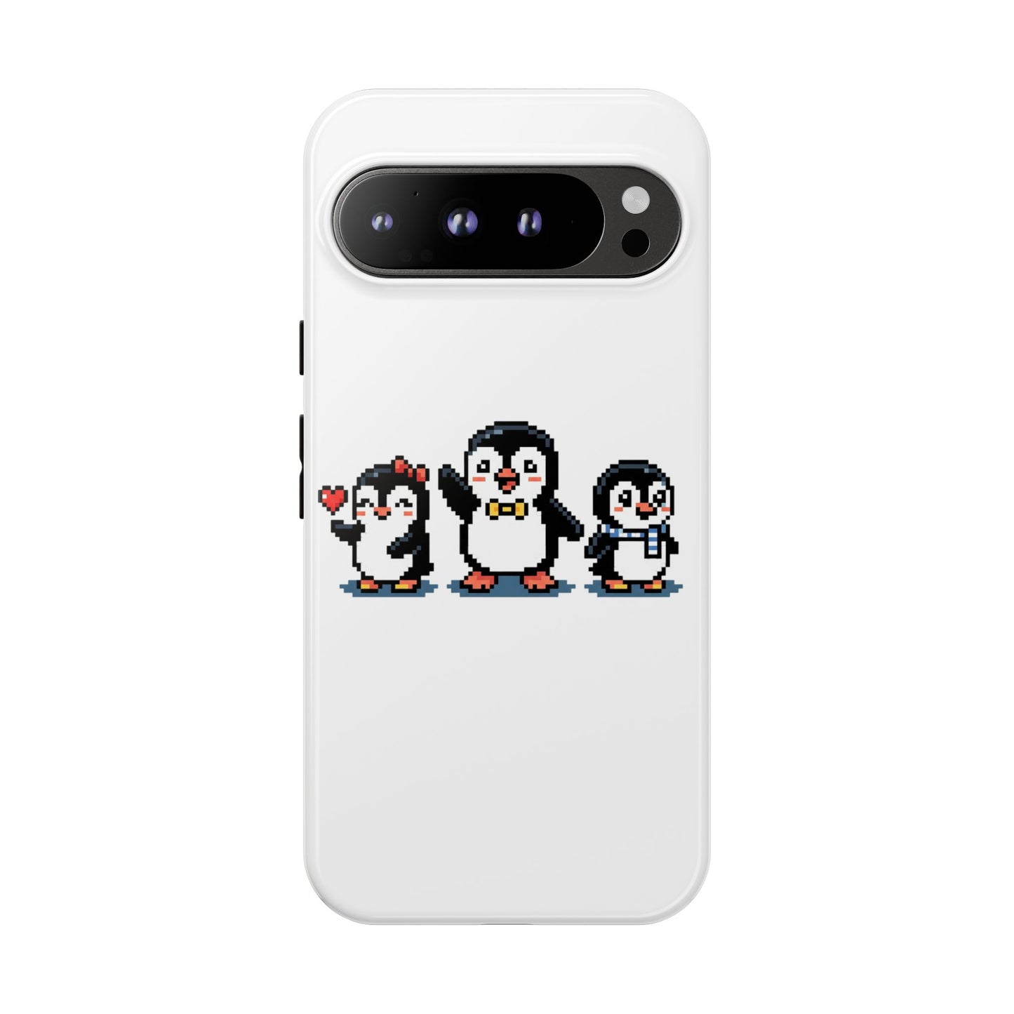 Penguin Pixel Trio Phone Case — Cute Retro 8‑Bit Penguin Family Protective Cover