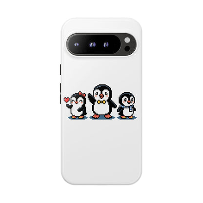 Penguin Pixel Trio Phone Case — Cute Retro 8‑Bit Penguin Family Protective Cover