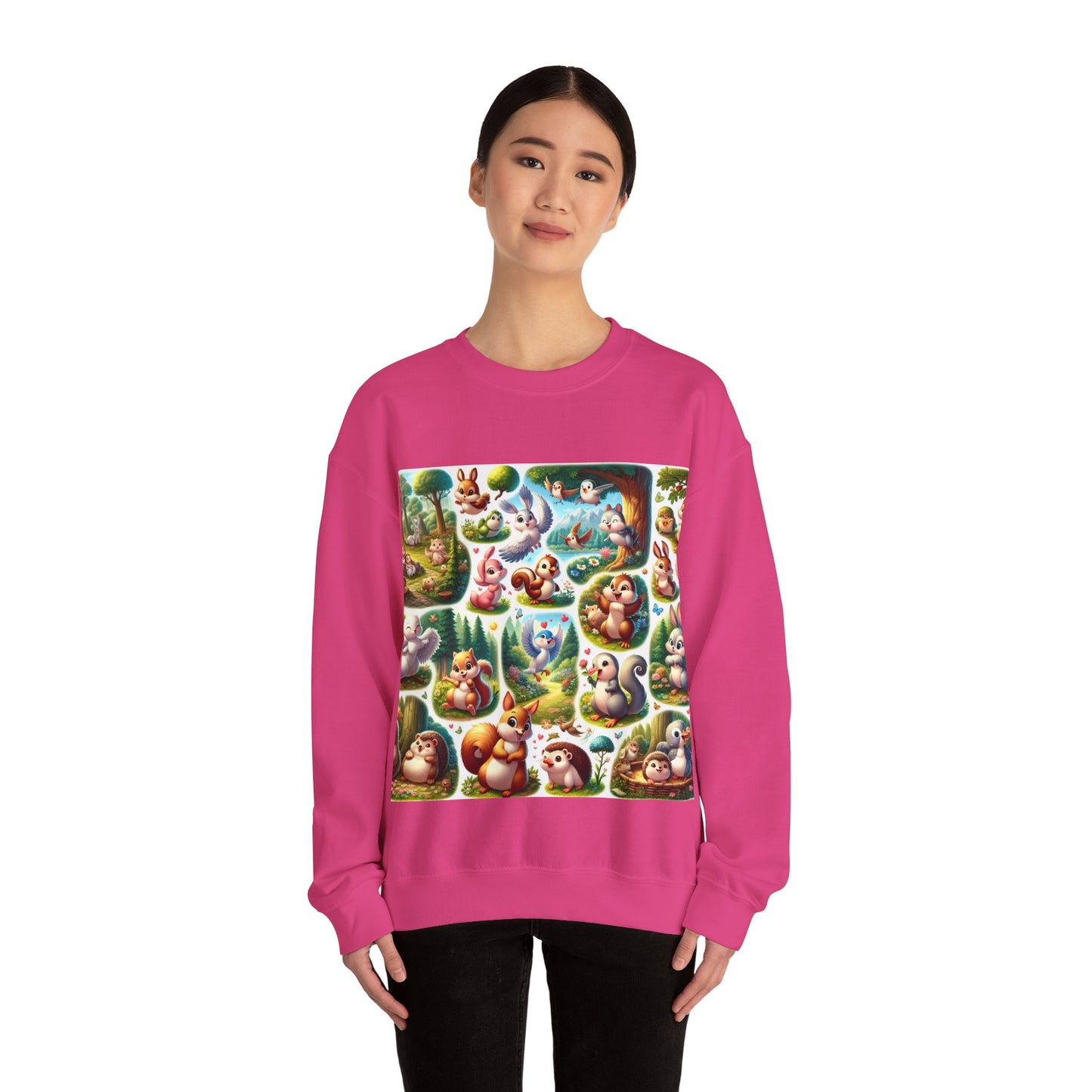 Whimsical Forest Animal Crewneck Sweatshirt | Cozy Unisex Heavy Blend™ Design