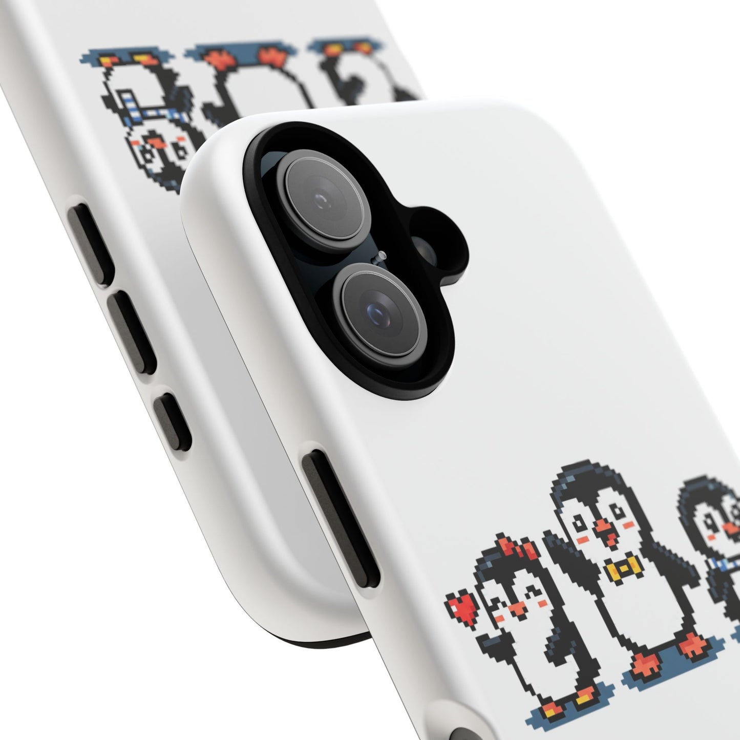 Penguin Pixel Trio Phone Case — Cute Retro 8‑Bit Penguin Family Protective Cover