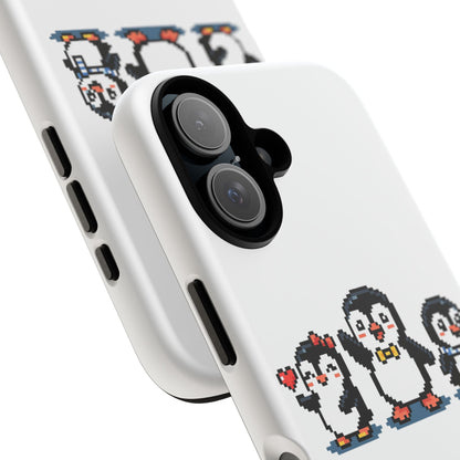 Penguin Pixel Trio Phone Case — Cute Retro 8‑Bit Penguin Family Protective Cover