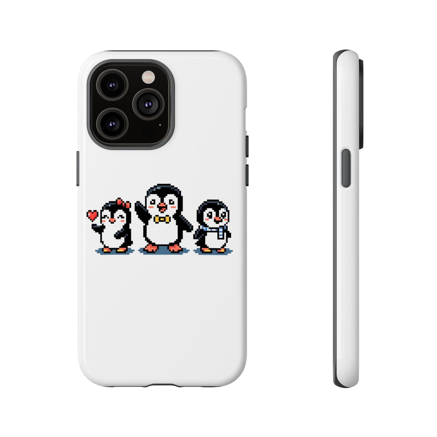 Penguin Pixel Trio Phone Case — Cute Retro 8‑Bit Penguin Family Protective Cover